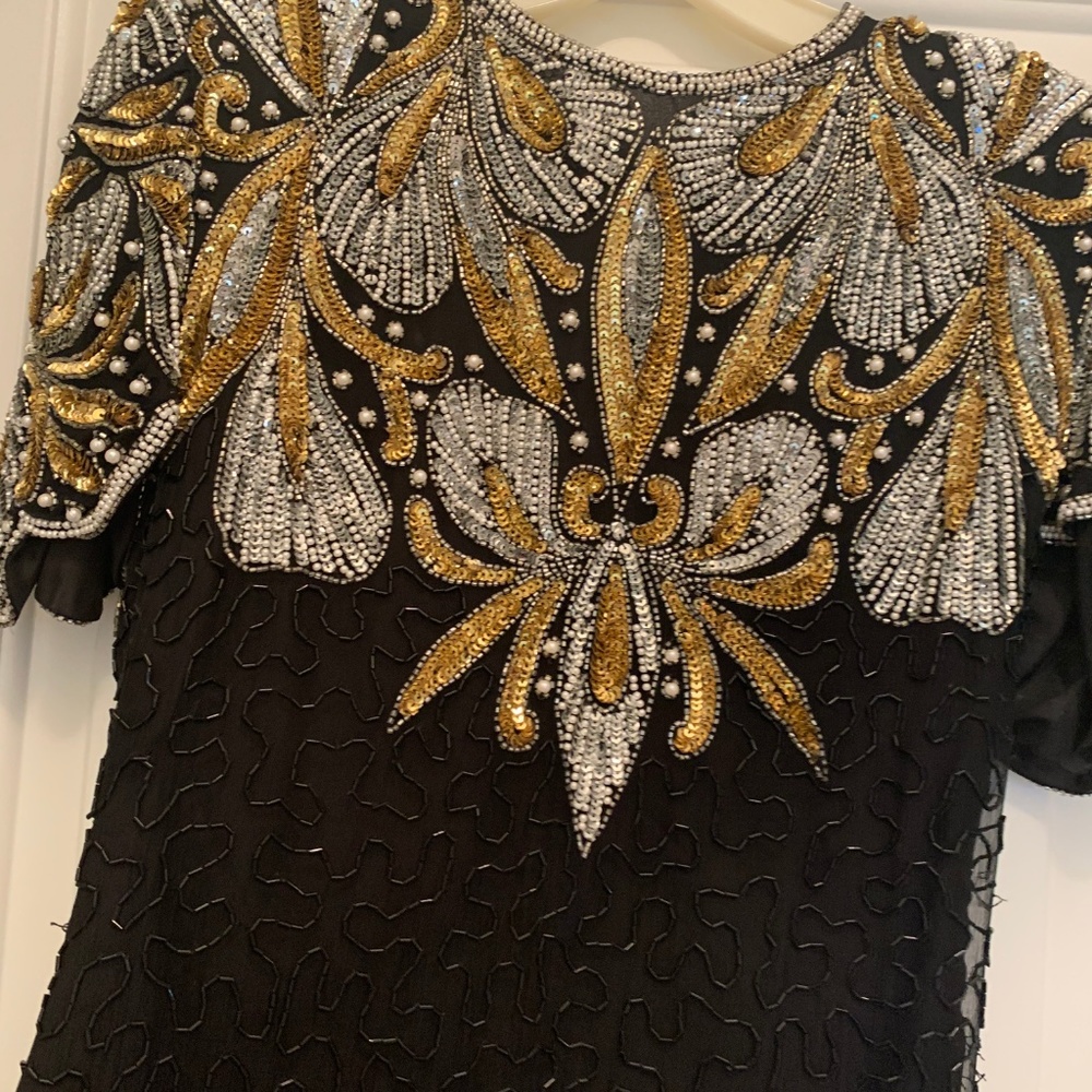*Vintage*Laurence Kazar Original! Dynasty sequin cocktail dress-Sz M, EUC